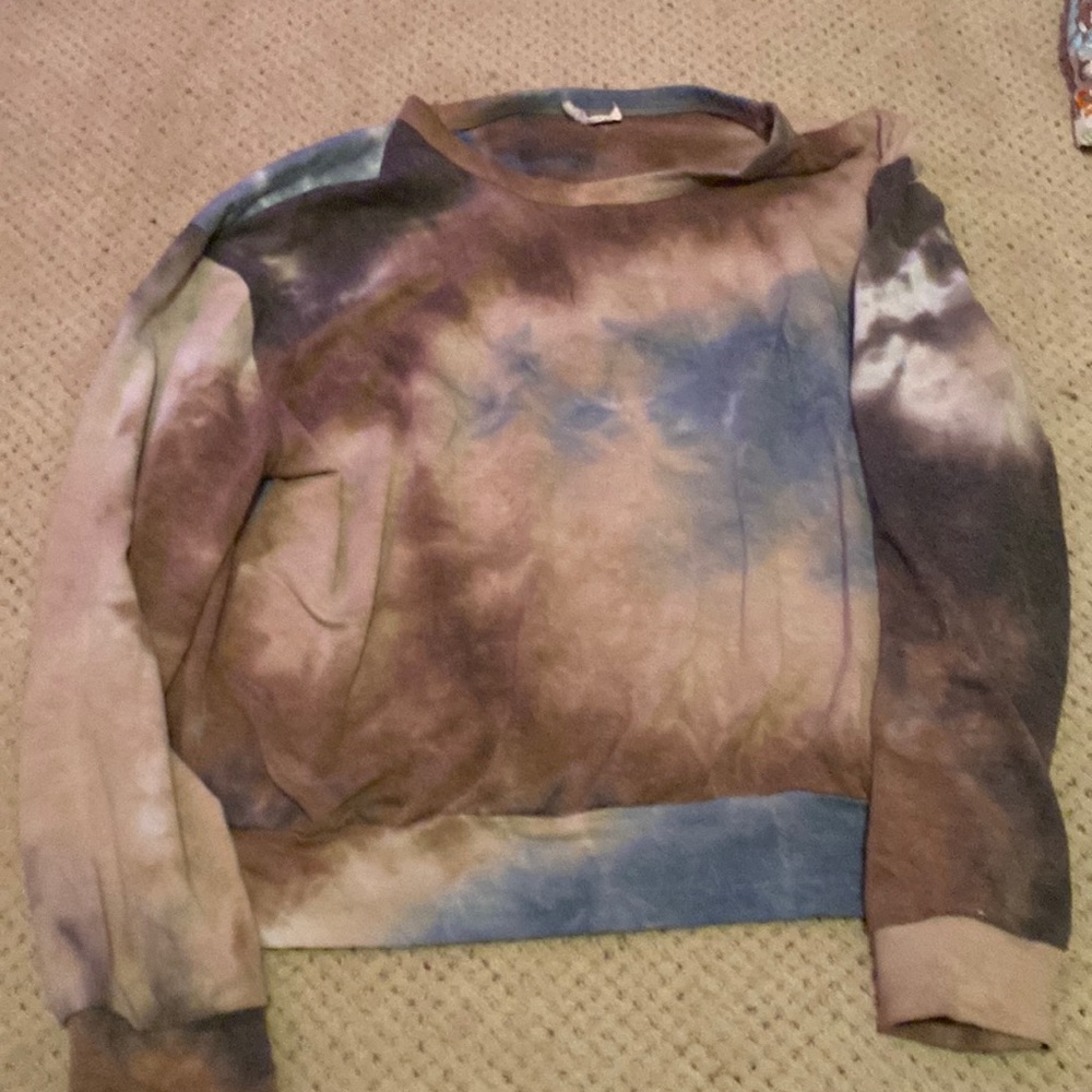Blue purple and light purple tie dye crew neck